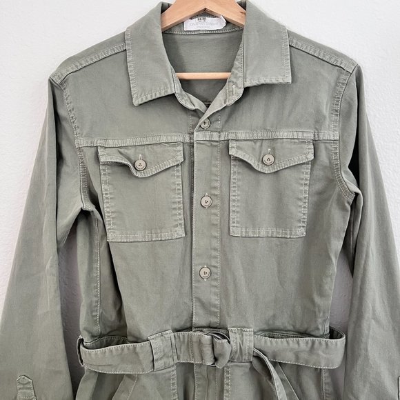 Jonathan Simkhai Green Darcy Cotton Twill Cargo Utilitarian Playsuit Romper S - Picture 3 of 8